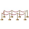 Montour Line Stanchion Post & Rope Kit Pol.Brass, 8FlatTop 7RedRope 8.5x11V Sign C-Kit-7-PB-FL-1-Tapped-1-8511-V-7-PVR-RD-PB